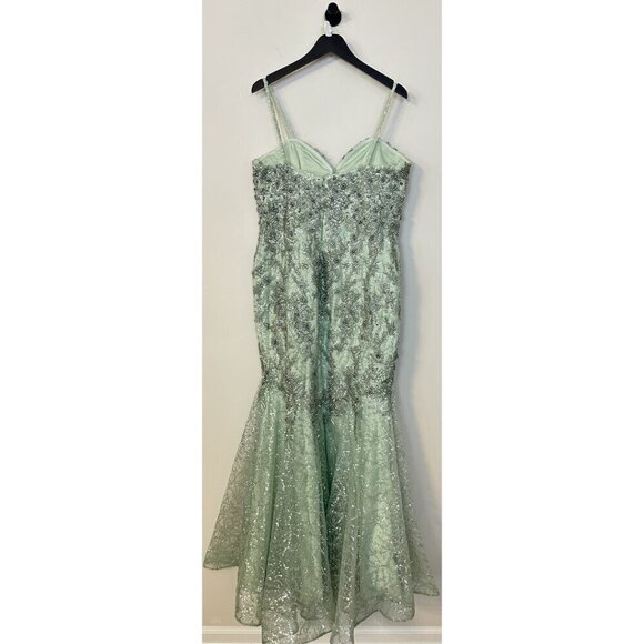 MAC DUGGAL Embellished Mesh Mermaid Gown in Mint Size US 12 - Picture 6 of 8